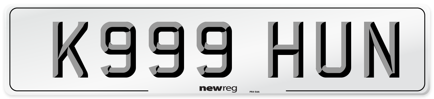K999 HUN Number Plate from New Reg